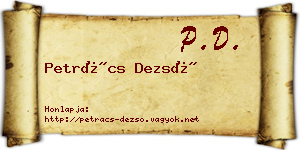 Petrács Dezső névjegykártya